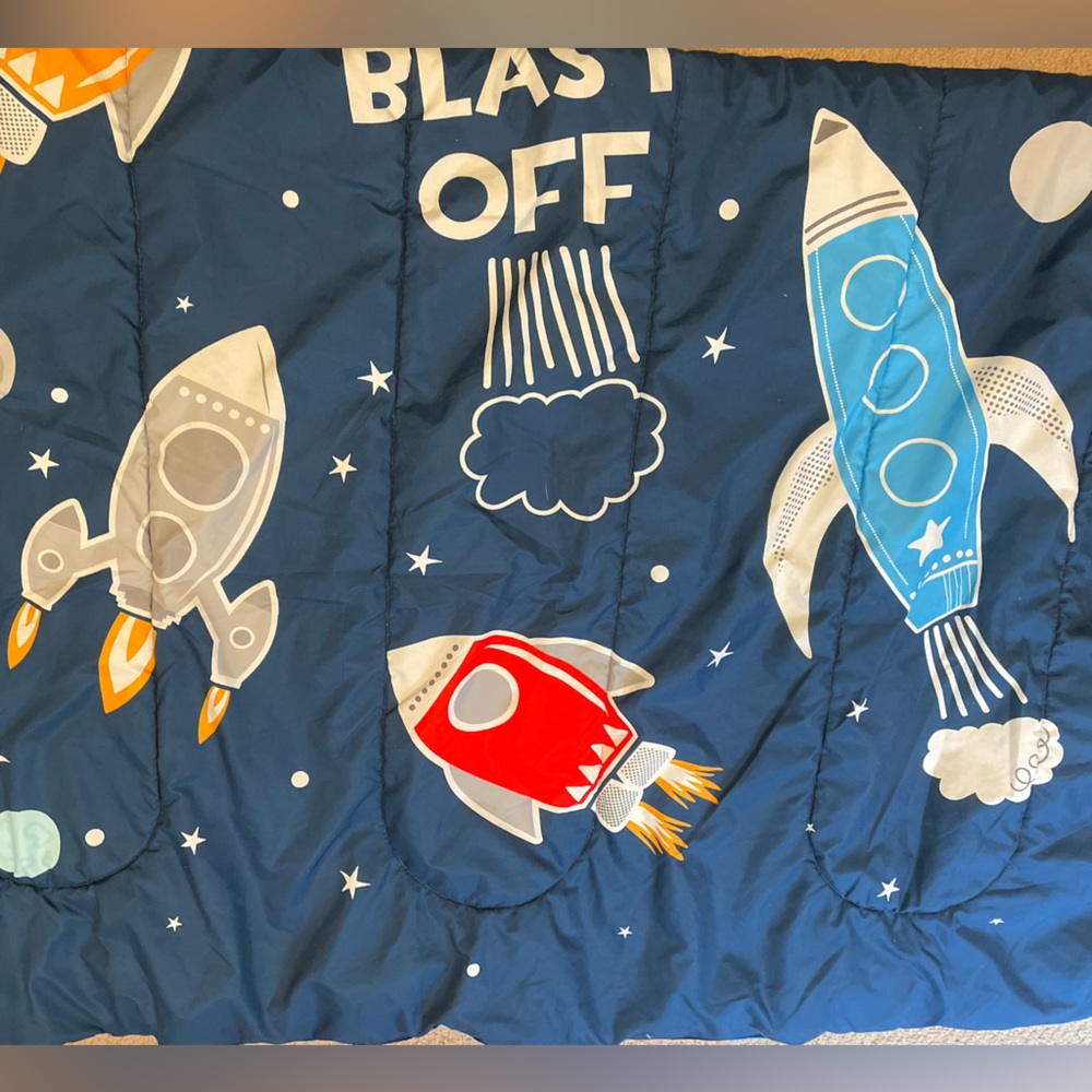 Twin navy blue space comforter for kid’s room